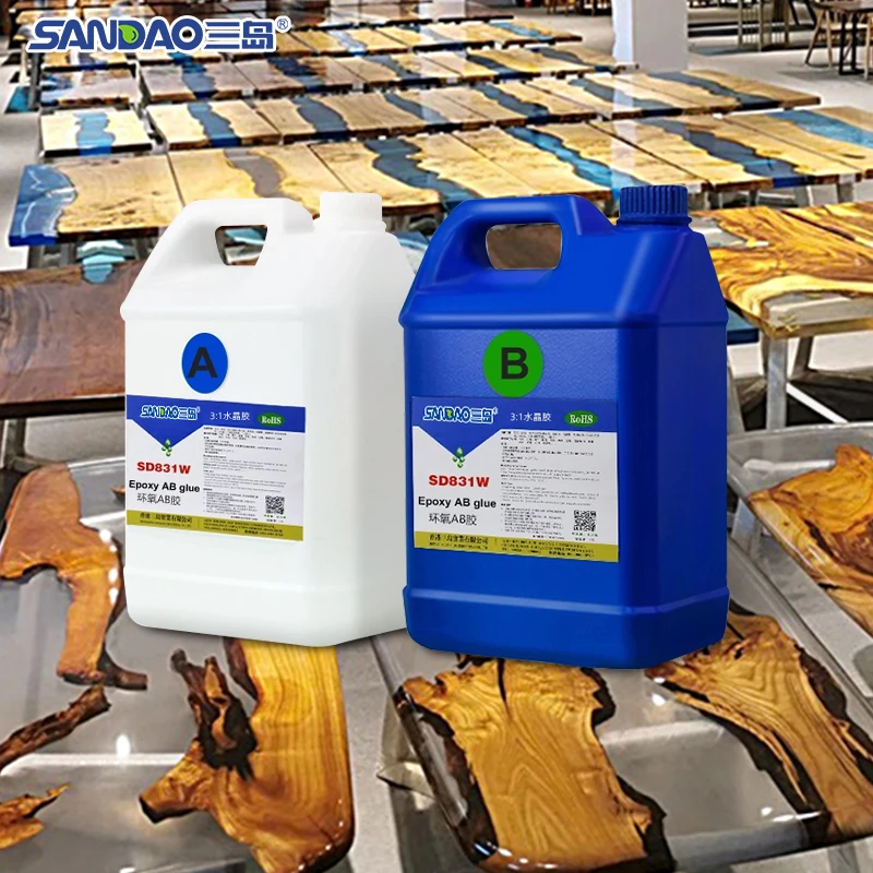 Hot Sale Product  River Wood Table Crystal AB Epoxy Resin High Transparency Hard Potting Adhesive Epoxy Glue 3:1 Ratio