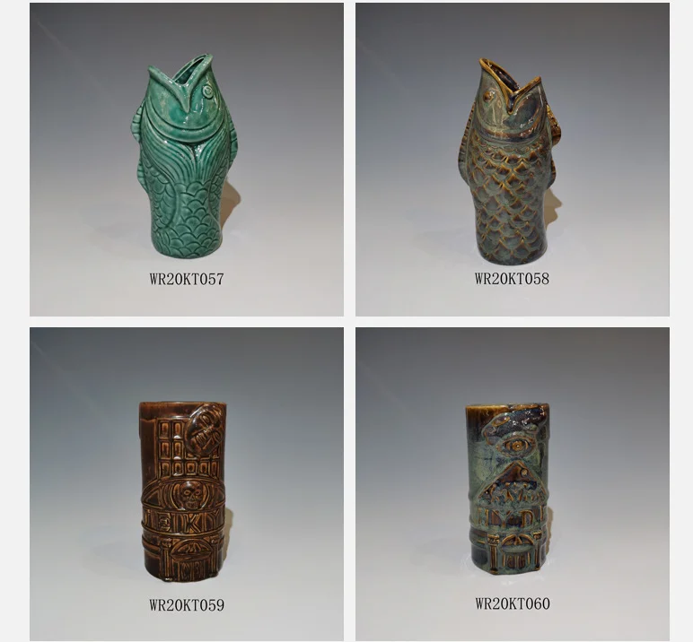 Керамические чайные кружки skeleton Totems для Гавайского Пляжа коктейлей бара вина с гримасом и спиртом зомби кружка