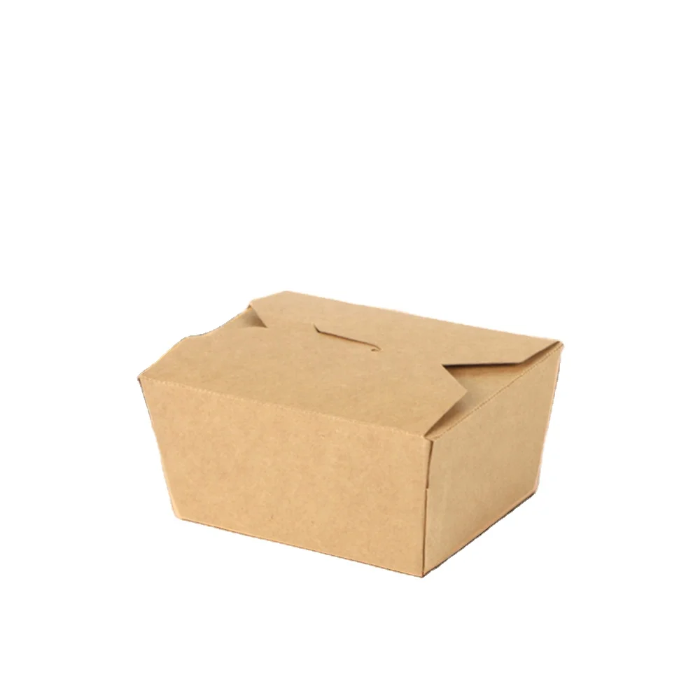 1# Disposable Kraft Paper Box Matt Lamination Custom Bento Packaging Takeaway Food-Use Sushi Cookie Fruit Salad Fried Foil