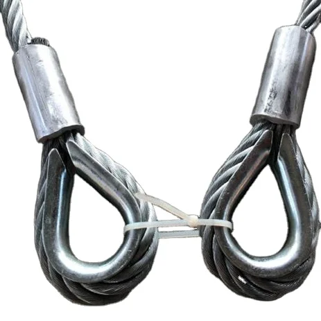 factory supply 6x36+IWRC 46mm hot dipped galvanized steel wire rope sling assembled with aluminum ferrules