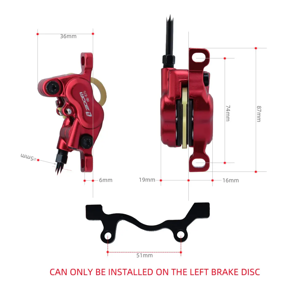 ZOOM HB876E Electric Scooter Hydraulic Disc Brake Sensor Control Brake Ebike Power Off Oil Braking Set