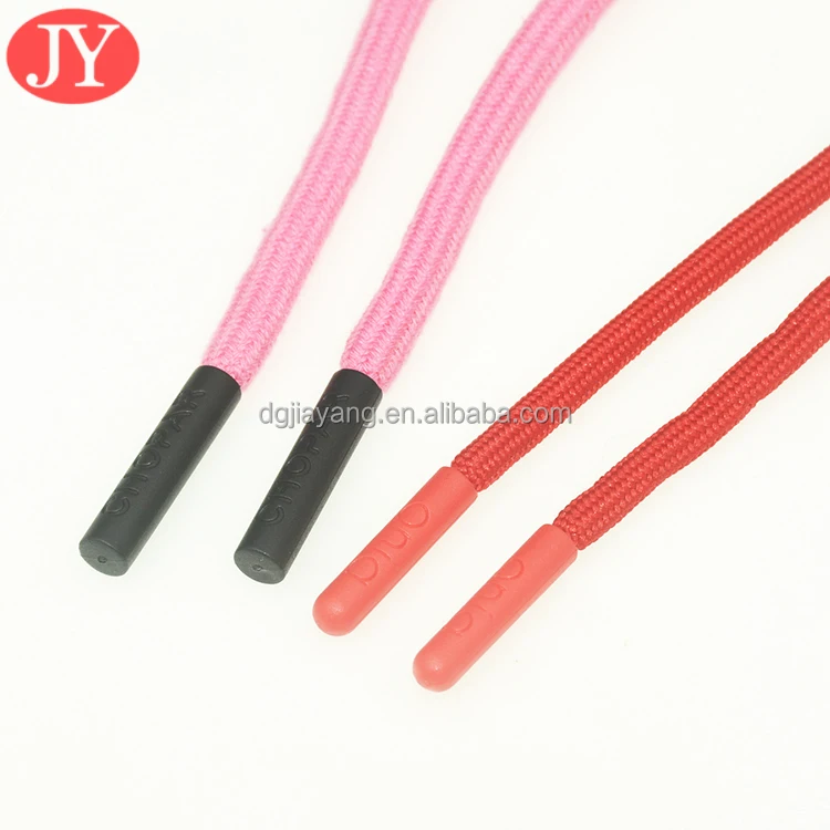 factory price 5mm polyester rope with plastic/metal aglet metal aglet crimp for hoodies bullet  aglet tipping