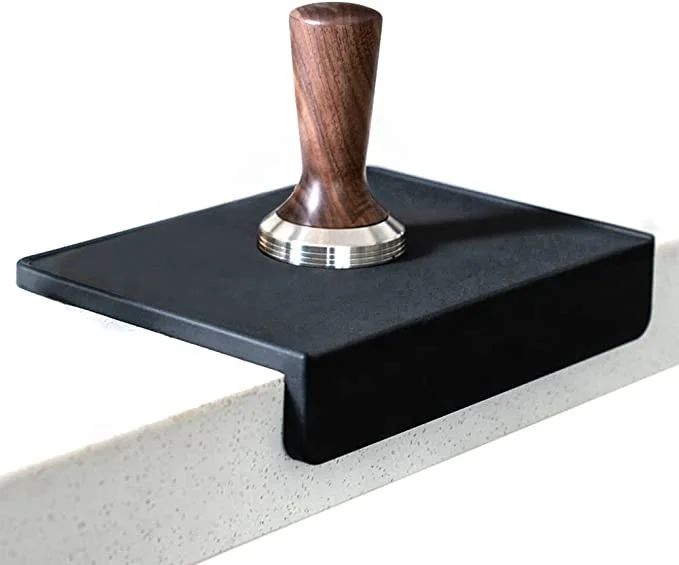 Espresso Tamping Mat - Luxury High-Grip and Food-Safe Black Silicone Corner Tamper
