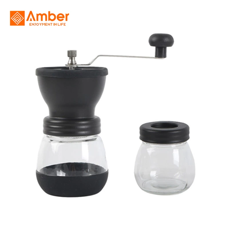 
Моющаяся керамическая сердцевина ручной работы мини ручная кофемолка для зерен мельница портативная ручная кофемолка с двумя стеклянными банками 