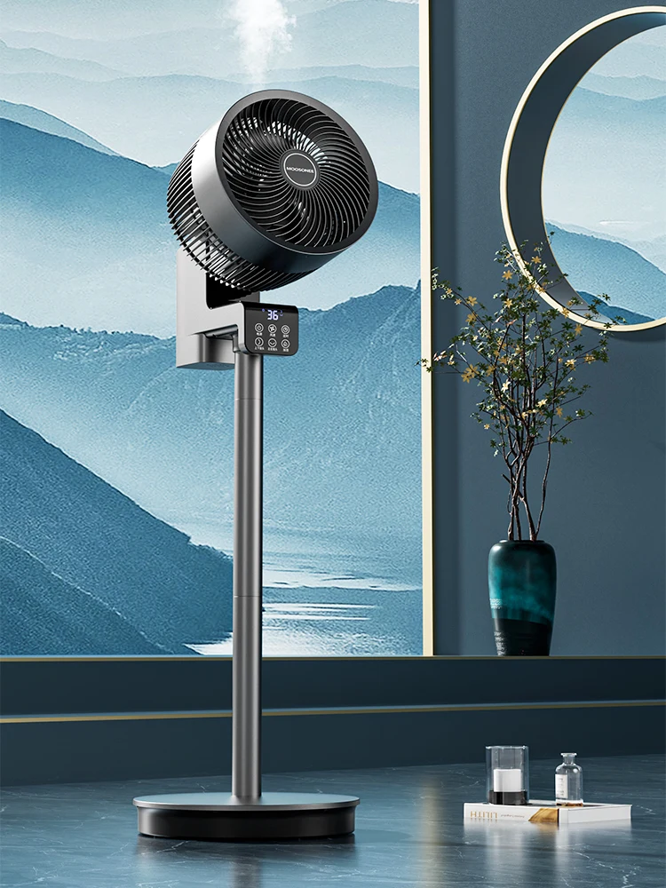 Household air Circulation Fan Vertical Desktop  Electric Fan Humid System 8D air Supply Voice&remote 36 Speed 12h Timing 8inch