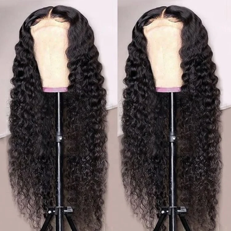  Wholesale Raw Indian Virgin Hair HD Lace Frontal Wig Women Curly Full Swiss Front Closure Human