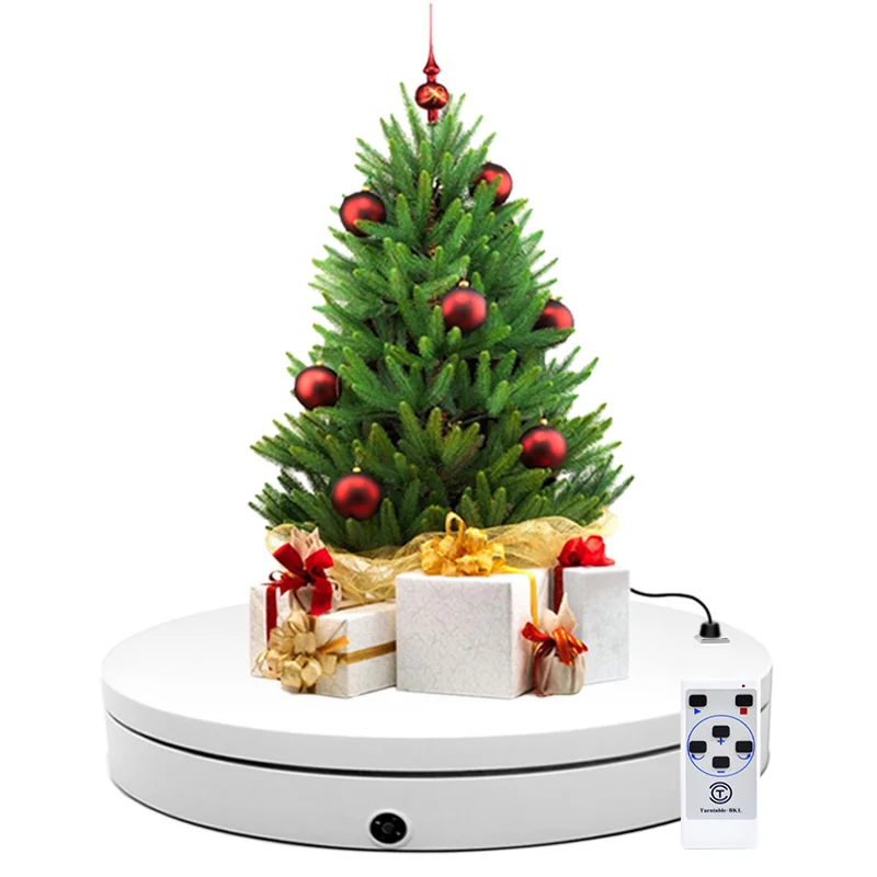 60cm White Metal 200kg capability rotating turntable Display Stand rotary plate Spinner with Outlet for powered product display