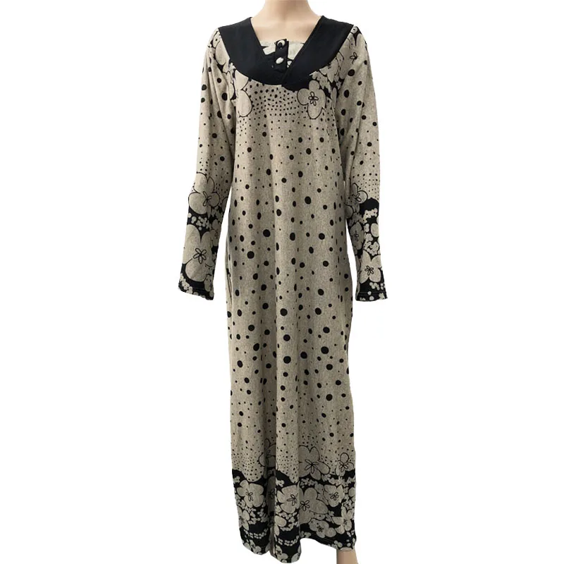Saudi Arabia Yemen Islam Clothing Muslim Mid East Winter Flannel Long Dress Night Gown for Women