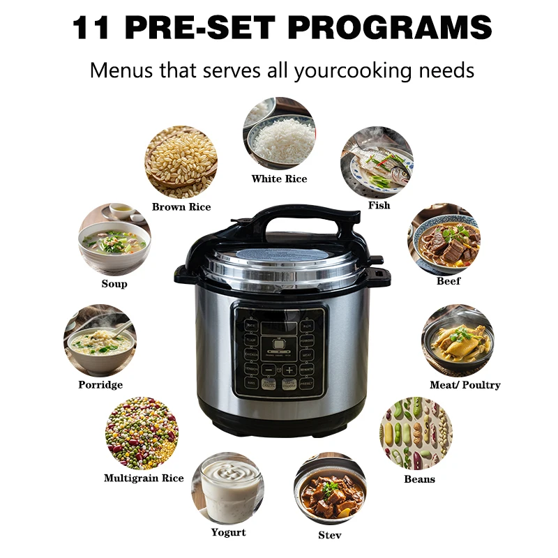 OEM/ODM 2024 stainless steel non stick hot sale Digital Electric Multi Cooker 5L 6L Electric Pressure Cooker