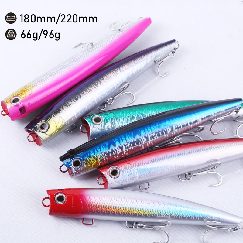 180mm/66g 220mm/96g Popper Fishing Lures Topwater Bubble artificial Baits Jet Wobblers GT Tuna Big Game Fishing Lure
