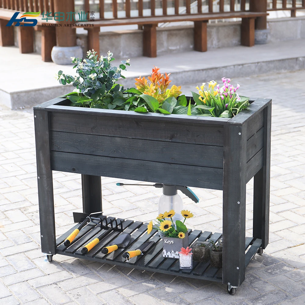 Wooden Raised Garden Bed Outdoor DIY Raised Planter Box for Vegetables Grass Lawn Yard