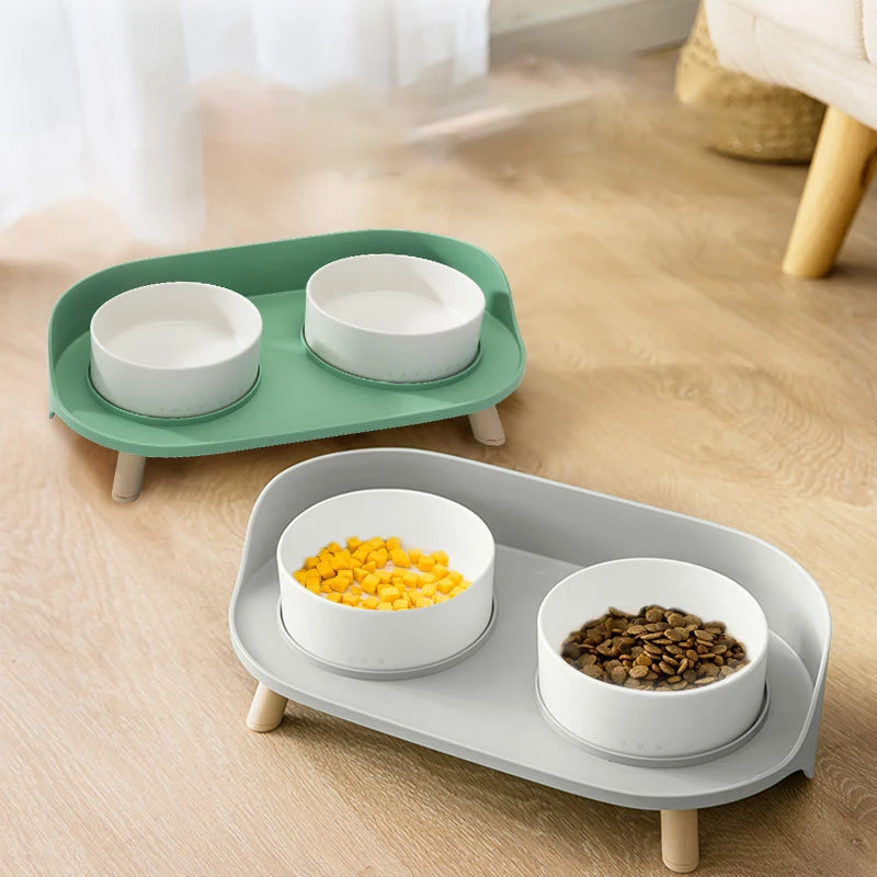 
luxury double eco friendly porcelain cat pet dog bowl slow elevated dog pet feeder 