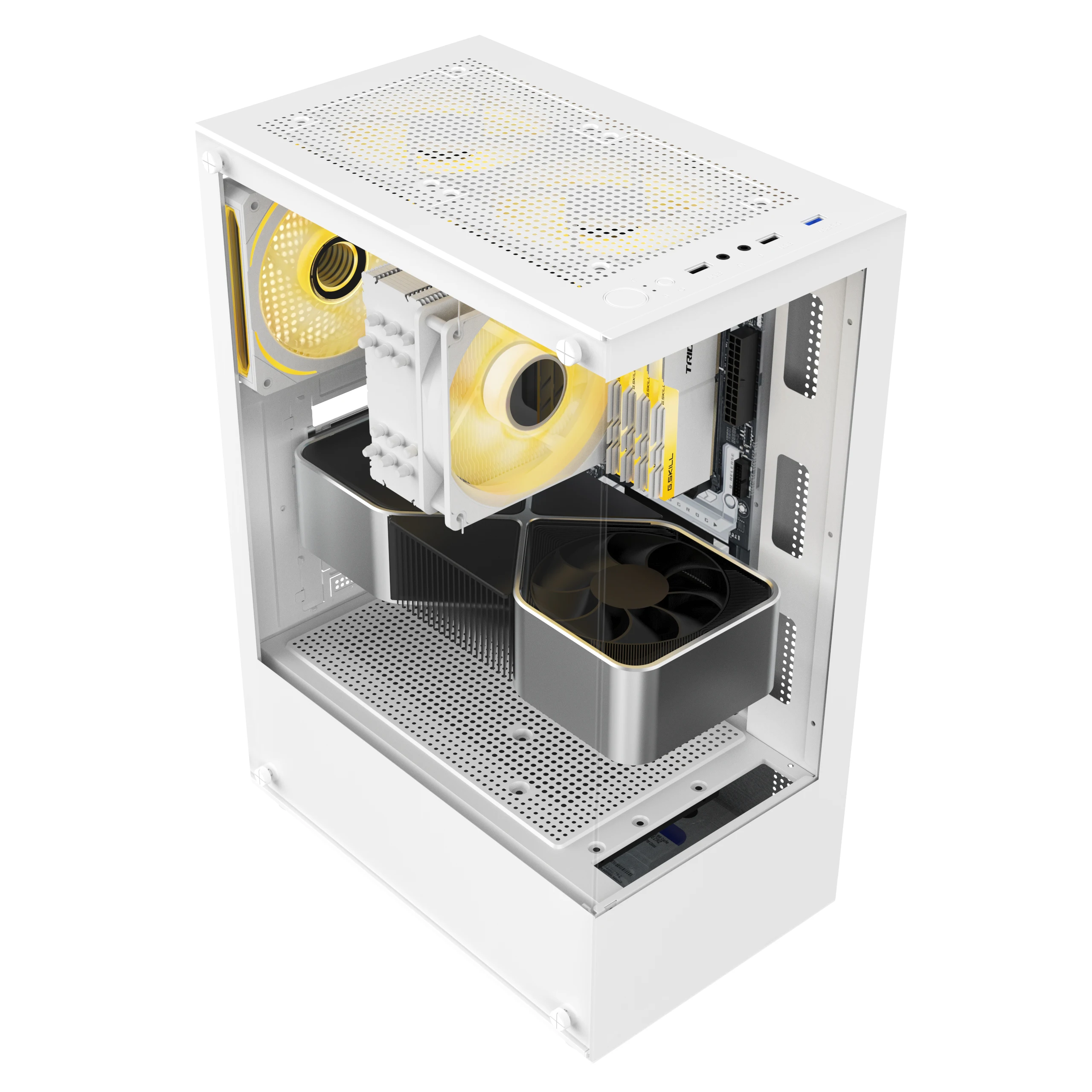 Direct factory  price full-view ATX computer gaming case double side tempered glass PC customized case