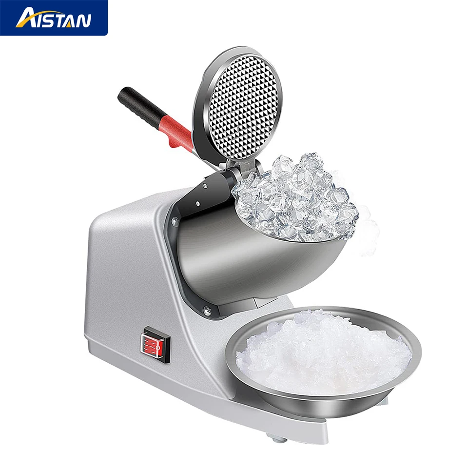 HD109 Ice Shaver Prevent Splash Electric Two Blades Snow Cone Maker Stainless Steel Shaved Ice Machine Commercial Ice Crushers