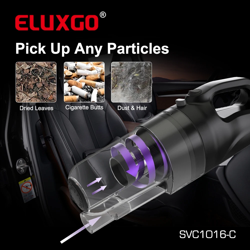 Eluxgo handheld portable 12V car vacuum cleaner