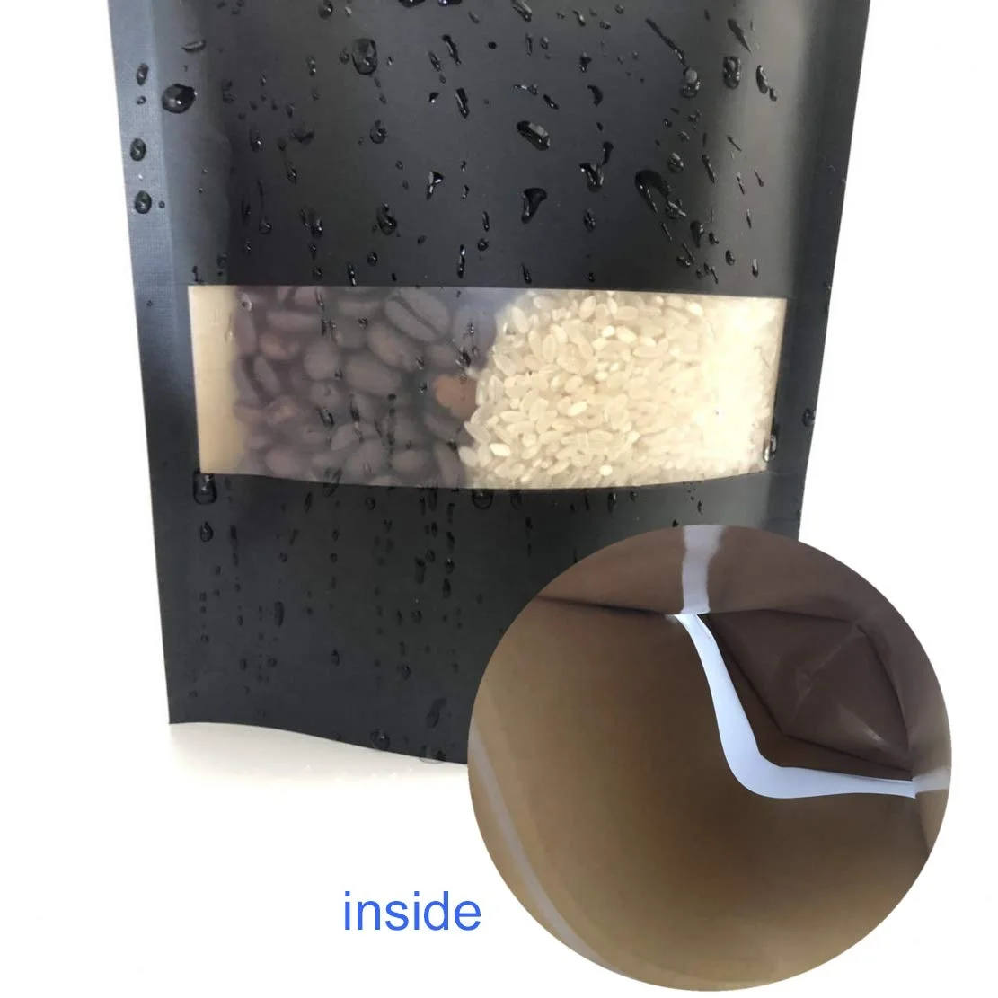 New Products Resealable Grip Seal Zip Lock Zipper Frosted Windows Black Pouch Stand Up Bag With Notch For Storing Any Product