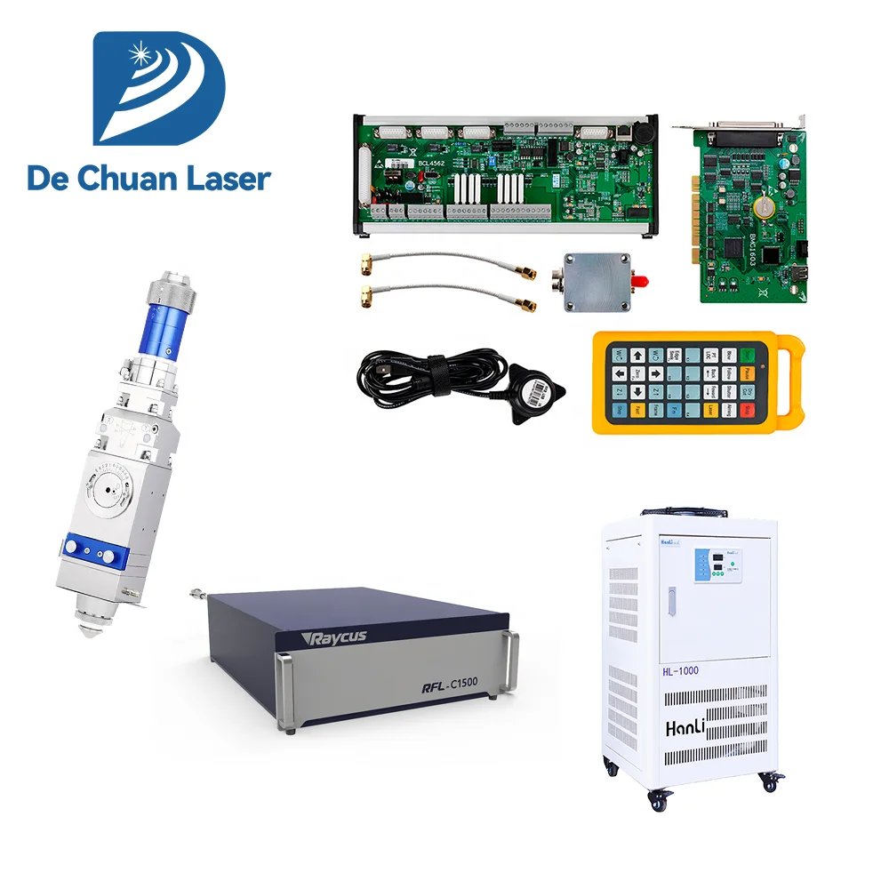 1000W 1KW Fiber Laser Source+Laser Cutting Head+Fiber Cutting Control System+Water Chiller For Fiber Laser Machine