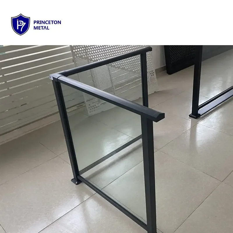 Modern design metal balustrade handrail system Aluminum  commercial glass railing with frame for project
