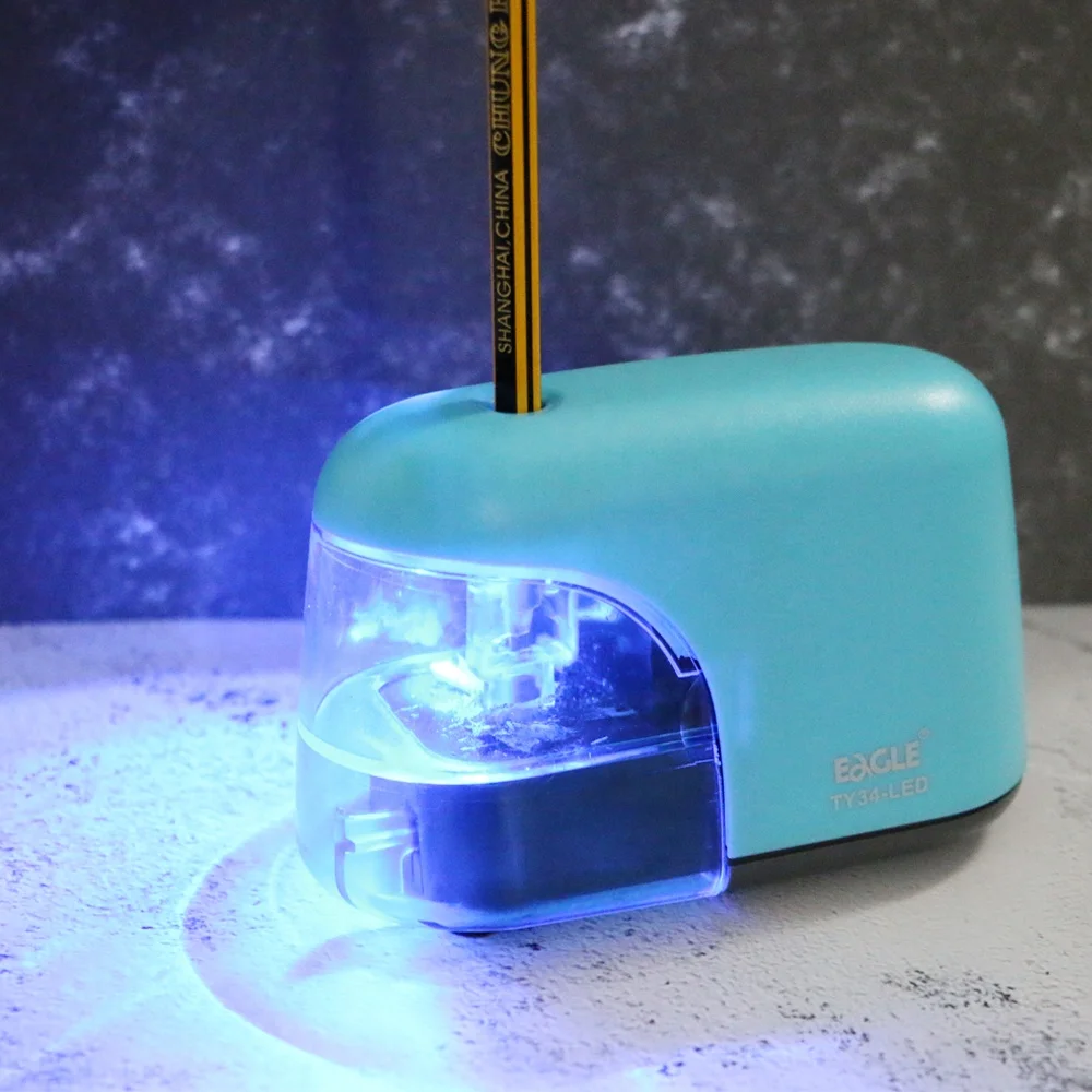 
Funny Stationery Automatic Pencil Sharpener with LED light Electric Sharpener for Office and School Matt Battery operated gifts 