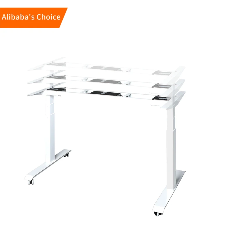 Dual  Metal Motors Electric Height Adjustable Sit Stand Up Computer Office Table With Under Desk Drawer