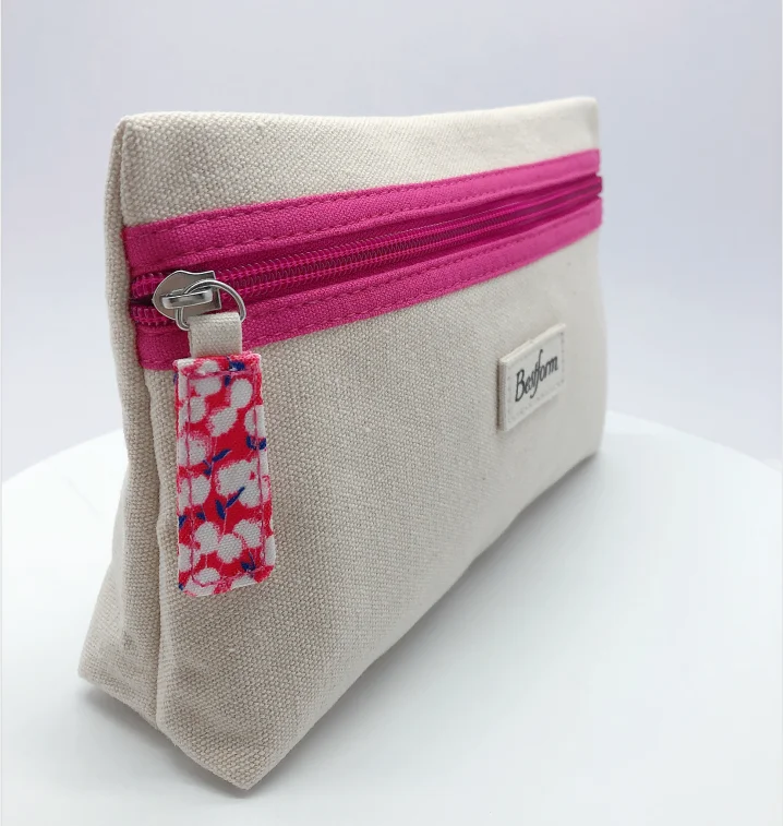 Best Selling Quality Custom Logo Eco Friendly Cotton Small Travel Makeup Bag Cosmetic