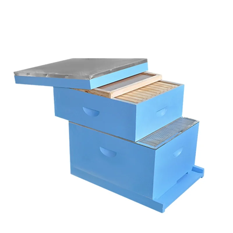 Supplies Australian 10 Frame  Wooden Painted Beehive  House with Two Deep Beehive Boxes, Waterproof Beehive & Metal Cover