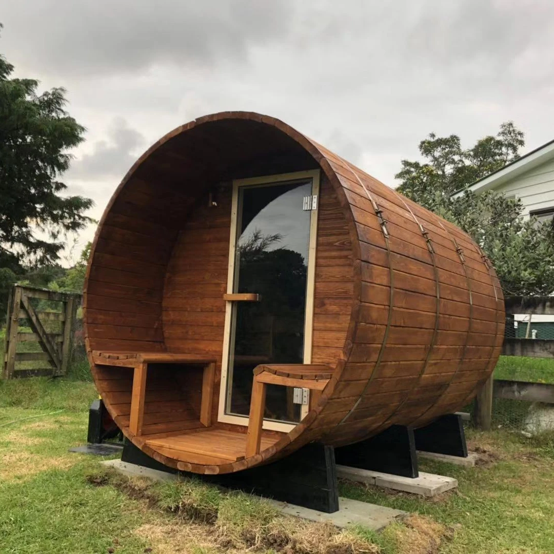 Factory Custom Indoor Luxury Sauna High Quality Wooden Barrel Prefabricated Sauna