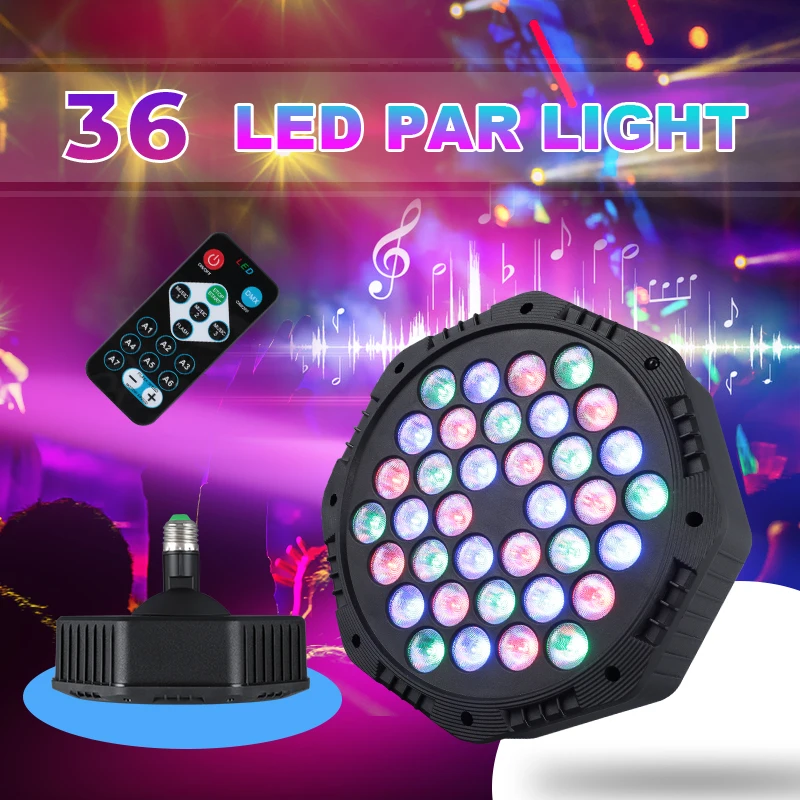 E27 Lamp Head RGB 36 Led Par Light rgb 36 leds wireless remote dj disco light led