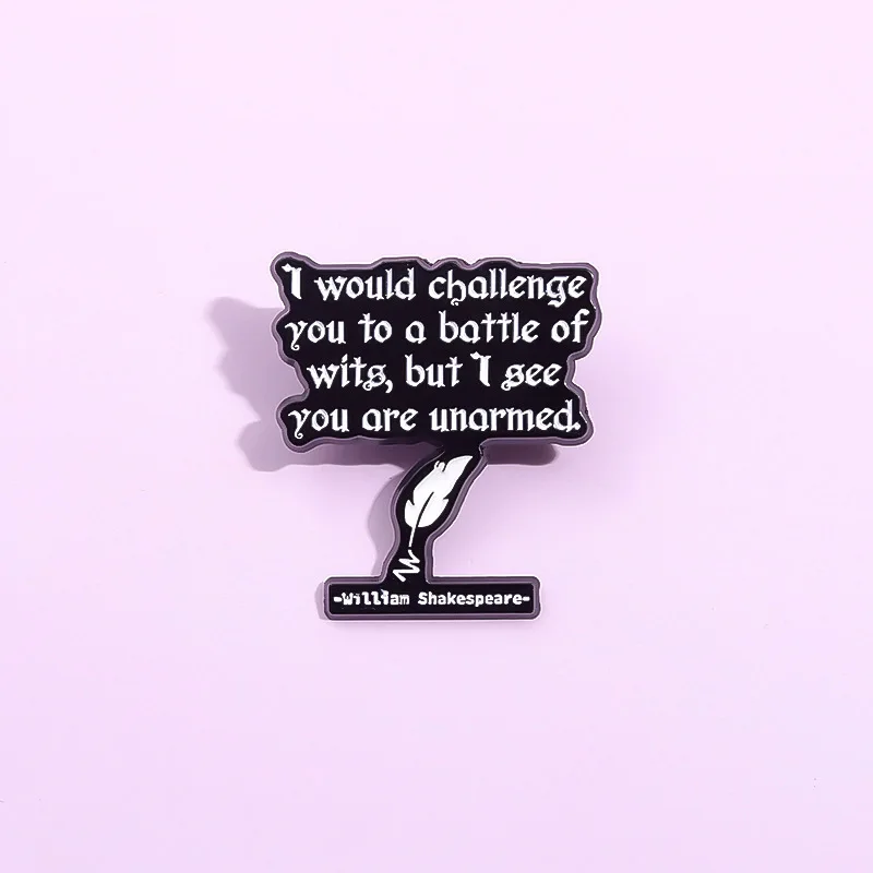 Wholesale Feather pen Metal Craft Cute English Letter Character Design Pin Badge Stocked Cartoon Soft Enamel Pins For Promotion