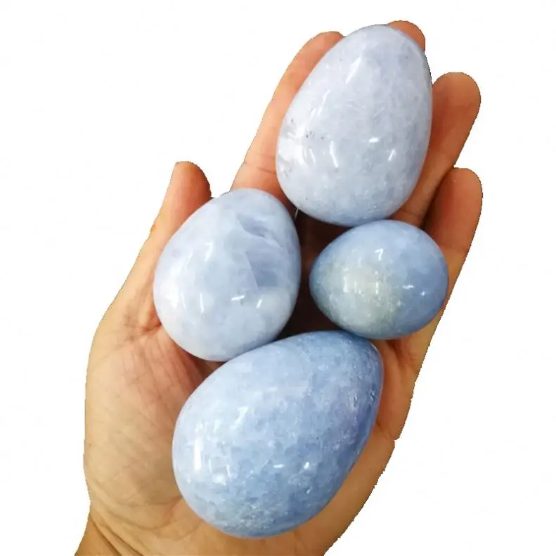 Wholesale Natural crystal crafts blue celestite egg for Feng Shui Home Decoration