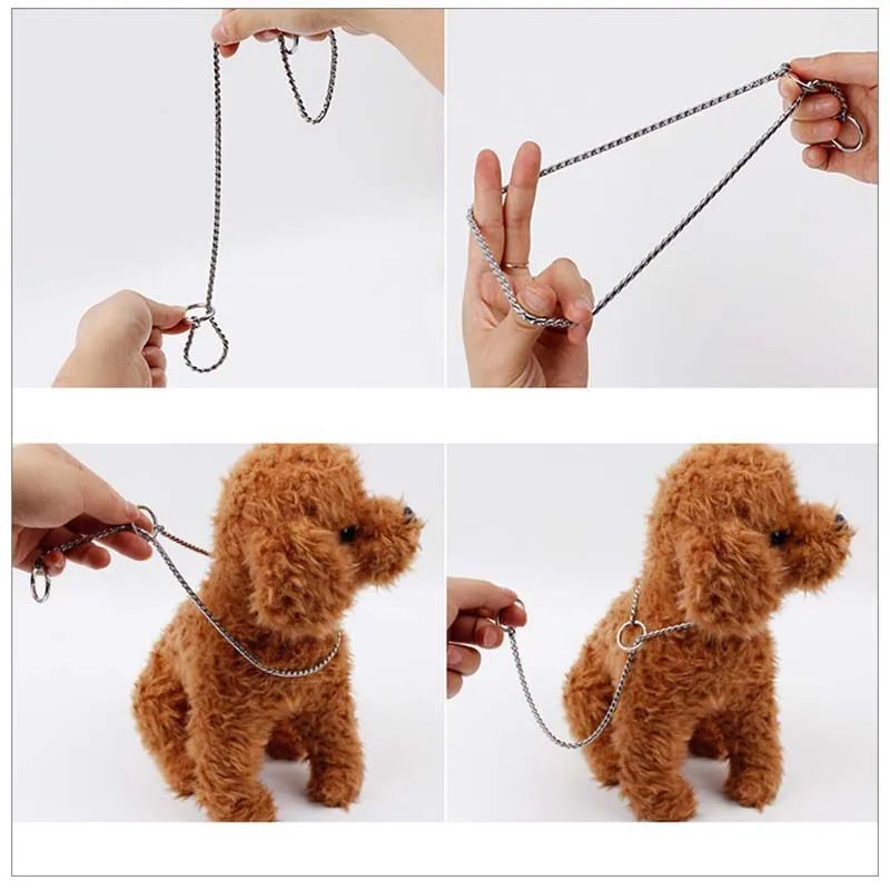2024 High Quality Stainless Steel Dog Collar Pet Snake Chain P Leash Strong Metal Chain Dog Training Choke Collar for Dog