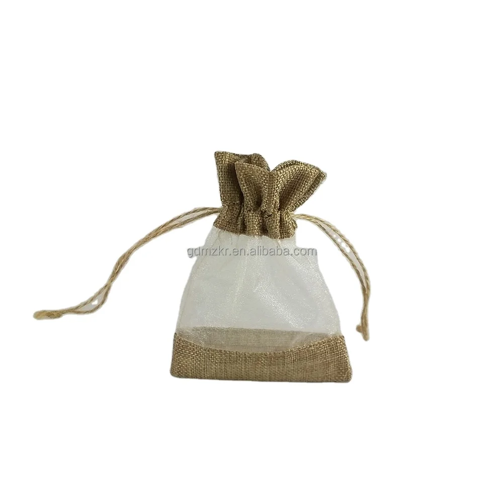 Custom bags printed linen hemp drawstring bag candle soap  christmas gift bags with clear window