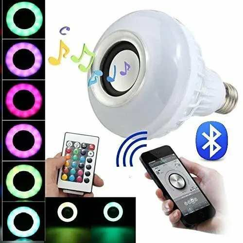 Smart LED Light Speaker Bulb RGB E27 12W Music Playing Lamp Color Changing Remote