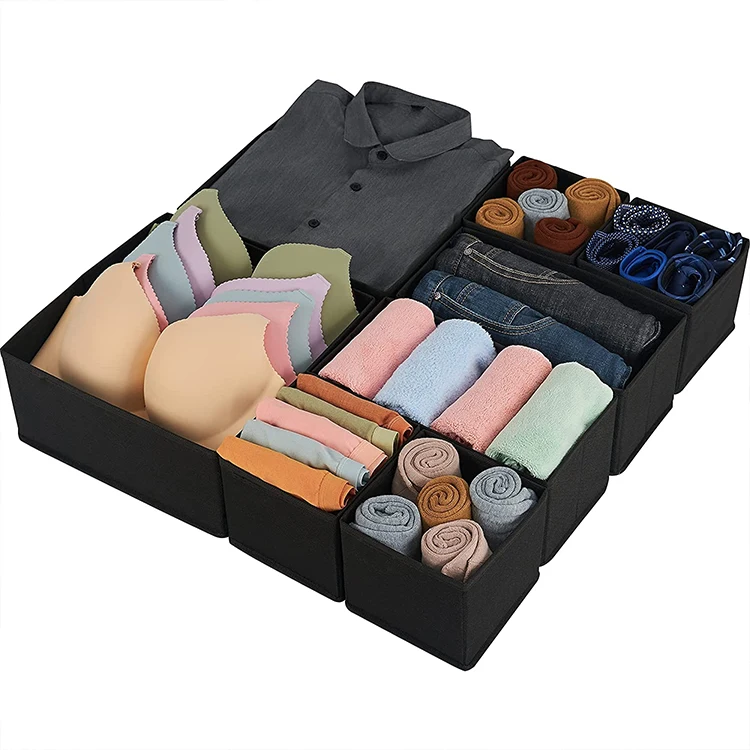 Guangdong Household 8 Pack Folding Cloth Storage Drawers Organizer for bra organizers bins