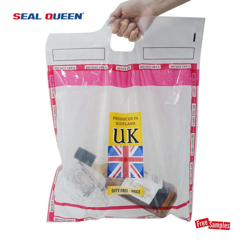 Clear LDPE ICAO Recycle Custom Design Printing Anti-theft Shopping Carry Plastic Airport Duty Free Security Tamper Evident Bags
