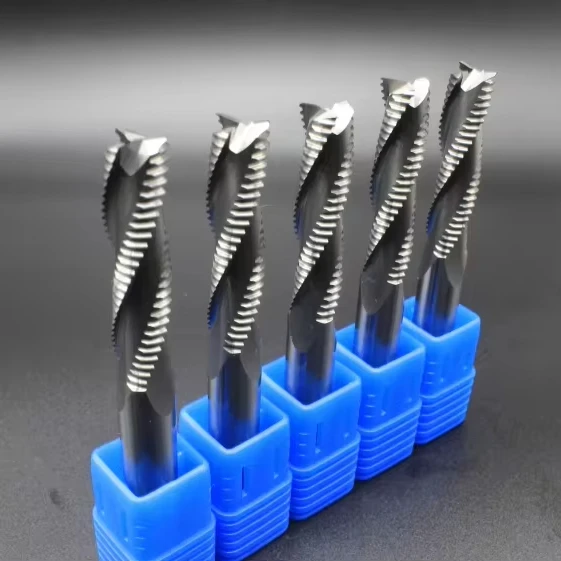 CNC 8-12mm Tungsten Steel Alloy Uncoated 3 Flutes Roughing Milling Cutter Spiral End Mill for Aluminum