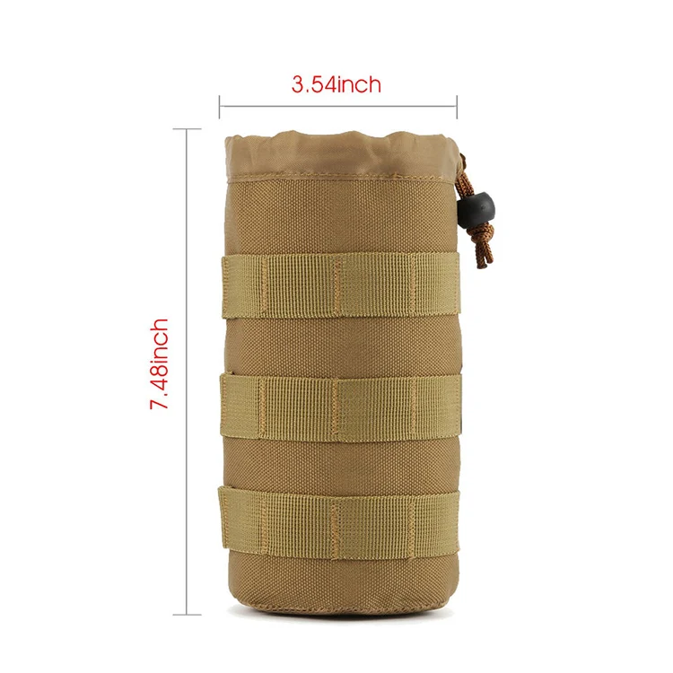 Top Drawstring Open Tactical Molle Pouch Hydration Carrier Travel Water Bottle Bag