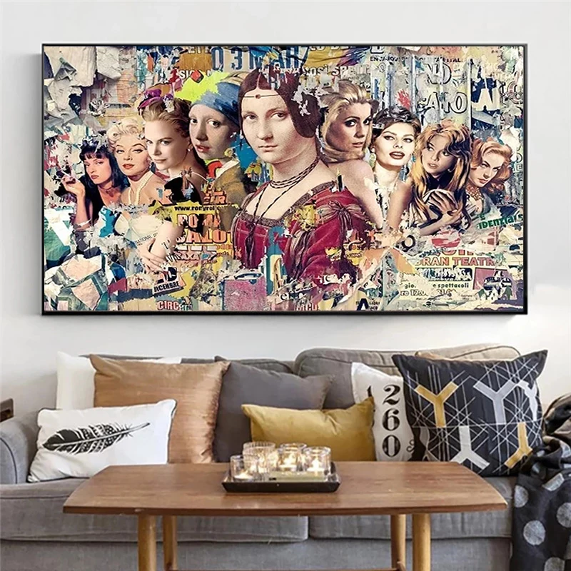 Famous Women Collection Mona Lisa and Marilyn Monroe Posters and Prints Canvas Paintings Wall Art Pictures for Living Room Decor