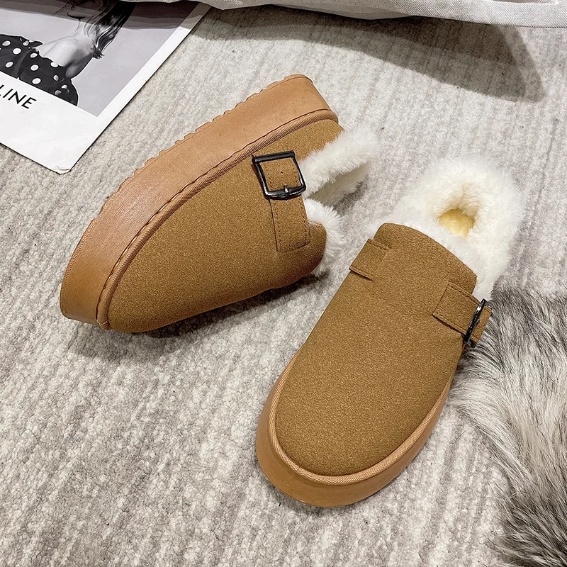Ladies Casual Thicken Sole Fur Slipper Winter Warm Plush Snow Boots 2023 Classic Simple Shoes Winter Shoes For Women