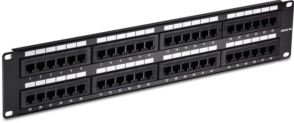  24-портовый Cat5E утф коммутационная панель для 19-дюймового крепёж или стойки совместимый с Cat3/Cat5/Cat5e кабелей 110
