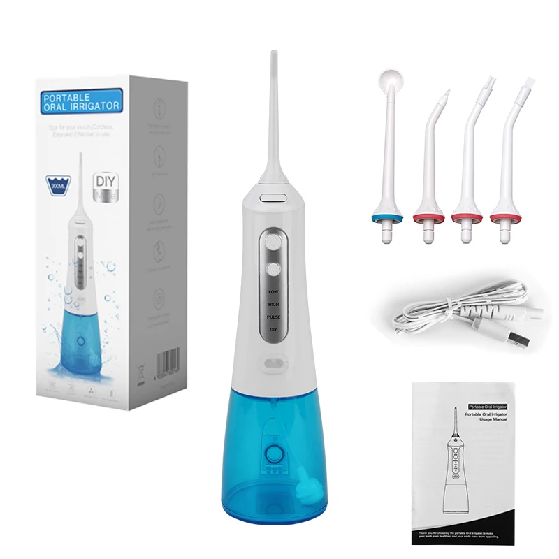  Professional Cordless Dental Spa Product Ipx7 Waterproof Ulstrasonic Portable Black Water Flosser Tooth