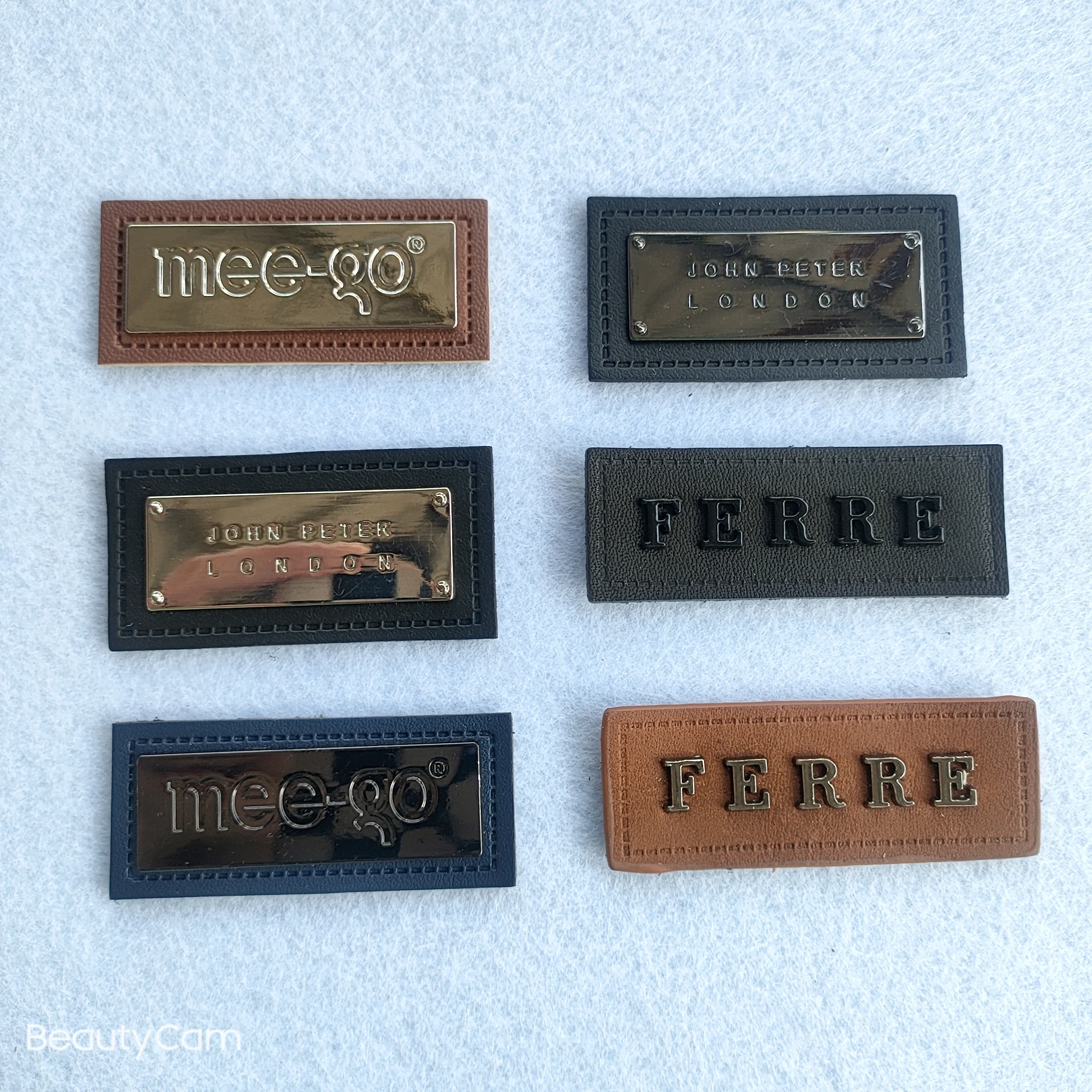 Custom Clothes Handbag Small Strip Leather Label Metal Alphabet Label Badge