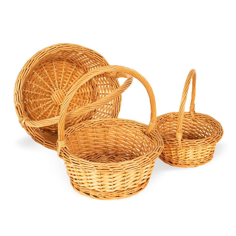 Jy Handmade Oval Natural Willow Organizer Woven Small Basket Set With Handle Big Black Wicker Baskets Production China For Gift