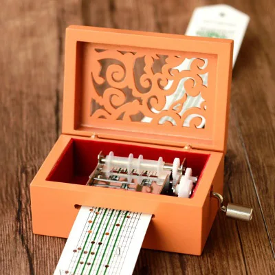 15-tone wooden hand music box. Gift Custom Funny Wood Logo