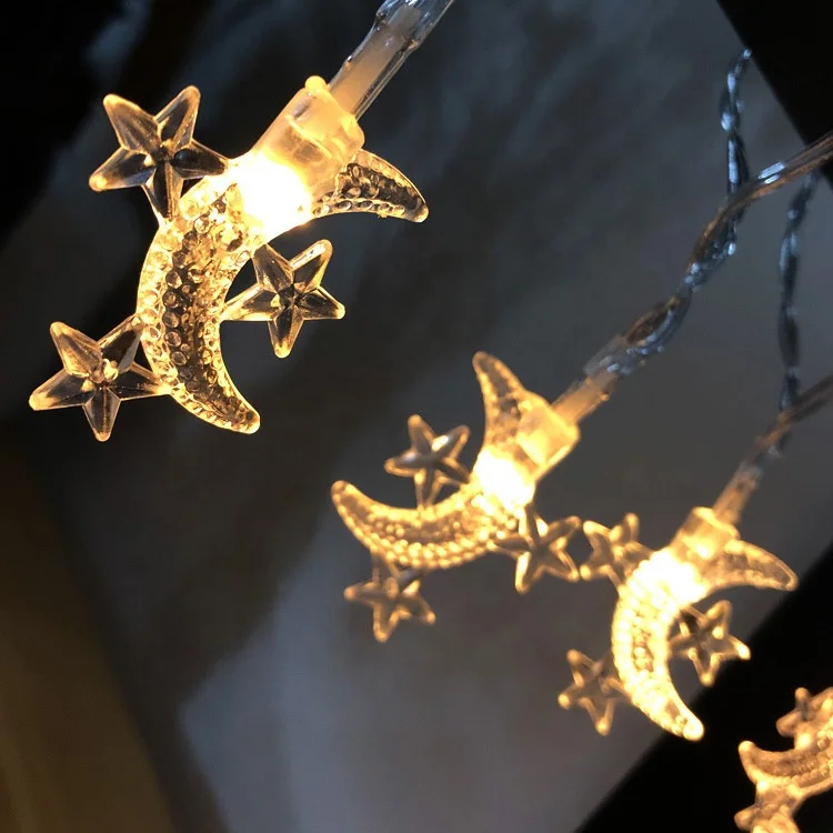 20 LED Moon String Lights Battery Operated 3m Moon Mini Star Fairy Lights for Patio Garden, Ramadan Decorations Light