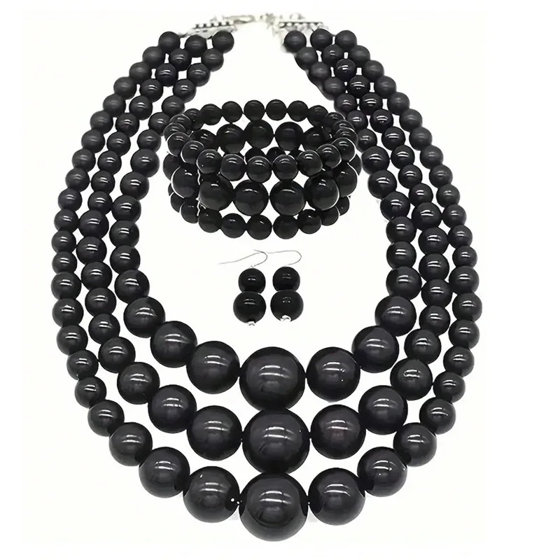 2024  New Retro Simple Pearl Jewelry Sets with Personalized Fashion Design Necklace Bracelet Earring Jewelry Set
