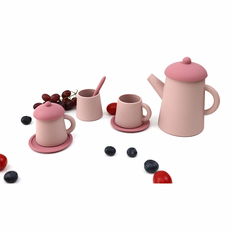 Eco friendly Tea toys kitchen accessories Kids Tea Party silicone Tea Set toys for toddlers