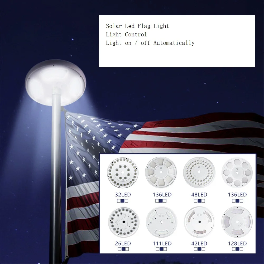 Led Solar 26L 42L 48L 111L 128L 136L Outdoor Camping Ceiling Flagpole Light For Flag Flying Tent Hiking Fishing Emergency