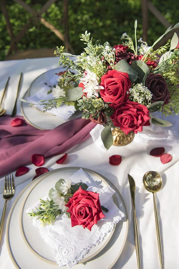 Artificial Silk Rose Petals 200pcs Artificial Flowers Petals Flower Girl Scatter Petals for Wedding Table Centerpieces Wine Red