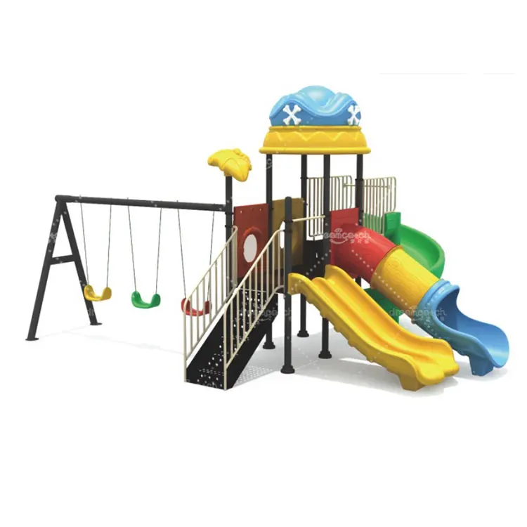 Wholesale children small plastic slides swing sets kids outdoor playground equipment for school